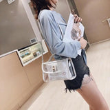 Transparent Pvc Messenger Bag Heart Print Jelly Lock Bag