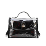 Transparent Pvc Messenger Bag Heart Print Jelly Lock Bag