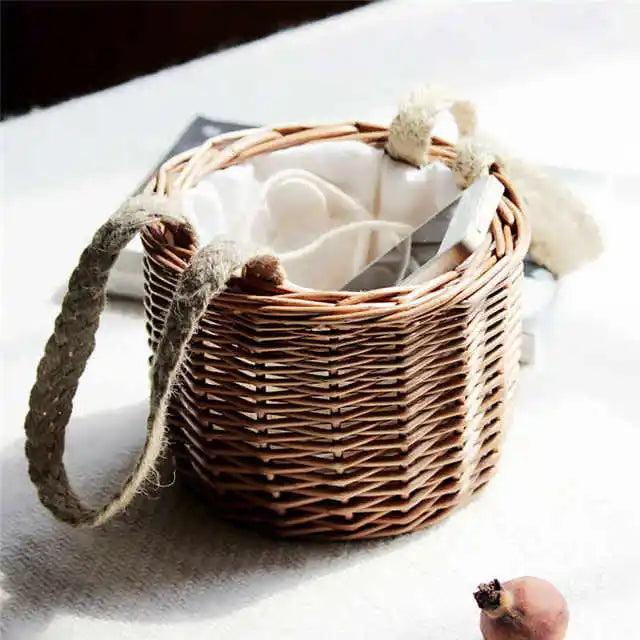 Summer Small Bag Female Plaited Detail Tote Bag With Drawstring