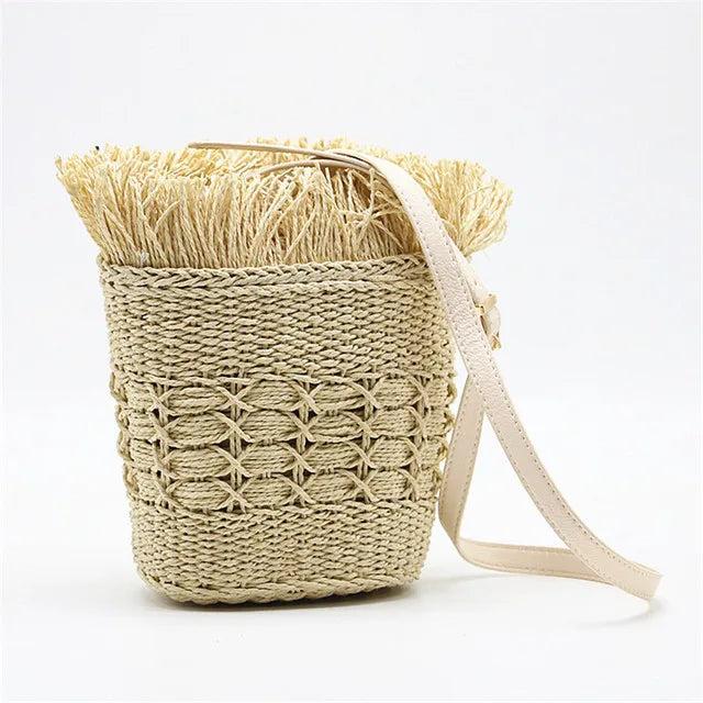 Tassel Paper Straw Bag Shoulder Crossbody Handbag