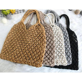 Net Bag with Liner, Woven Shoulder Straw Beach Handbag