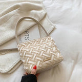 Braided Small Shoulder Bag Women's PU Leather Handbag Tote