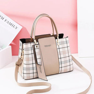 Plaid Stitching Handbag Large Capacity Shoulder Bag