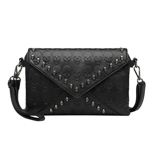 Women's Skull Prints Tote Handbag with Skull Rivets