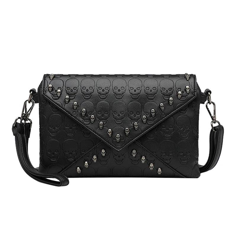Women's Skull Prints Tote Handbag with Skull Rivets