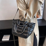 Winter Fluffy Down Handbag Wide Straps Quilted Tote Bag