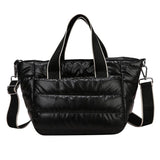 Winter Fluffy Down Handbag Wide Straps Quilted Tote Bag