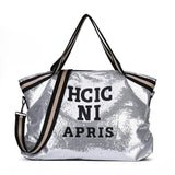 Sequins Letters Crossbody Bag Large Capacity Shoulder Handbag