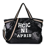 Sequins Letters Crossbody Bag Large Capacity Shoulder Handbag