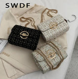 Woolen Shoulder Messenger Bag Winter Chain Purse High-quality