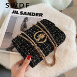 Woolen Shoulder Messenger Bag Winter Chain Purse High-quality