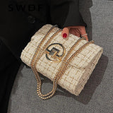 Woolen Shoulder Messenger Bag Winter Chain Purse High-quality