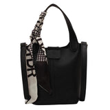 Real Leather Lychee Handbag Cowhide Texture Matching Basket Women Bucket Bag