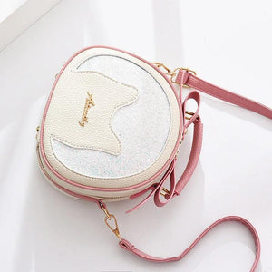Small Sequins Circular Shoulder Bag Women Round Crossbody Messenger