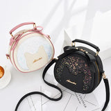 Small Sequins Circular Shoulder Bag Women Round Crossbody Messenger