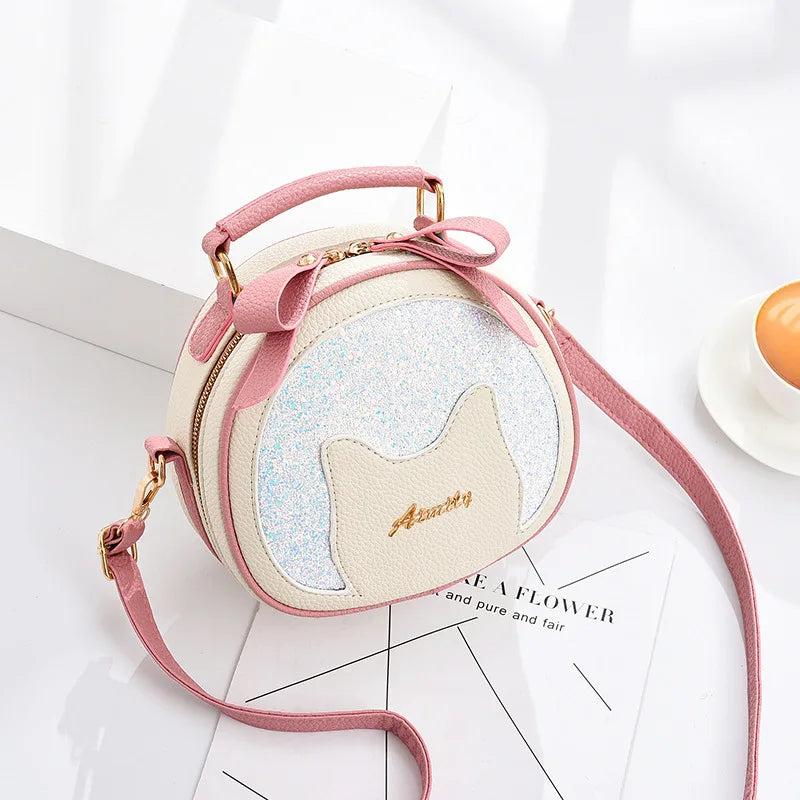 Small Sequins Circular Shoulder Bag Women Round Crossbody Messenger