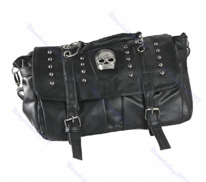 Punk Skull Rivet Shoulder Handbag School Satchel