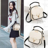 Small PU Leather Backpack Women Solid Bag