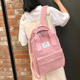 Corduroy Women Backpack College School Bag Harajuku Travel Shoulder Bags