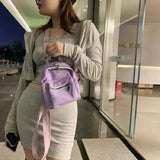 Canvas Mini Backpack For Girls Orange Purple Cloth Purse Phone Bag