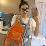 Canvas Mini Backpack For Girls Orange Purple Cloth Purse Phone Bag