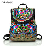 National Canvas Ethnic Backpack Women Travel Bag