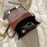 Women Patchwork Lock Retro British Style College School Crossbody Bag