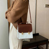 Women Patchwork Lock Retro British Style College School Crossbody Bag