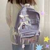 Purple Harajuku Backpack Students School Bag Book Big Capacity