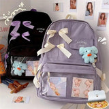 Purple Harajuku Backpack Students School Bag Book Big Capacity