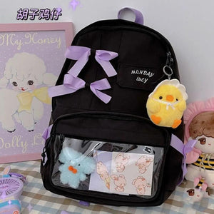 Purple Harajuku Backpack Students School Bag Book Big Capacity