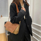 Suede Band Handbag Women Shoulder Crossbody Bag