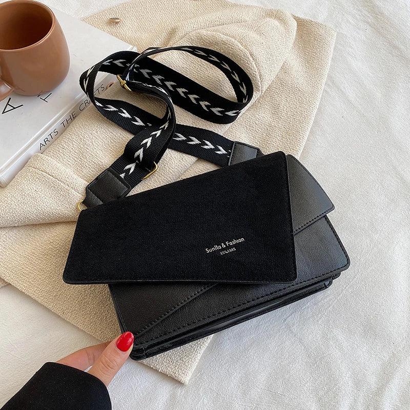Suede Band Handbag Women Shoulder Crossbody Bag