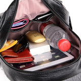 Women's Leather Casual Backpack Large Capacity School Bag