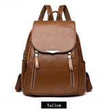 Women's Leather Casual Backpack Large Capacity School Bag