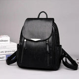 Women's Leather Casual Backpack Large Capacity School Bag