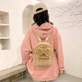 Soft Fluffy Bow Plush Women Backpack Furry Shoulders Bag Winter Mini Backpack