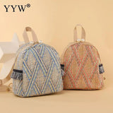 Straw Woven Small Travel Backpacks Women Shoulder School Bags