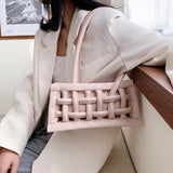 Women's Large Capacity Hollow Shoulder Bag Knitted Handbag