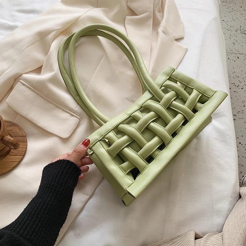 Women's Large Capacity Hollow Shoulder Bag Knitted Handbag