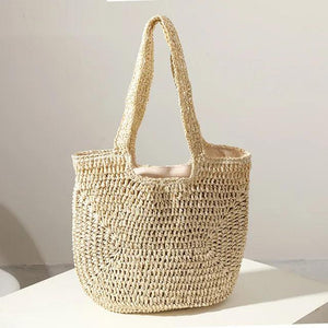 Large Capacity Straw Bag for Seaside Vacation Beach