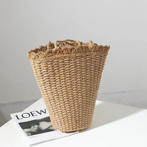 Fan-shaped Straw Woven Bag Shoulder Portable Seaside Vacation Beach Bag