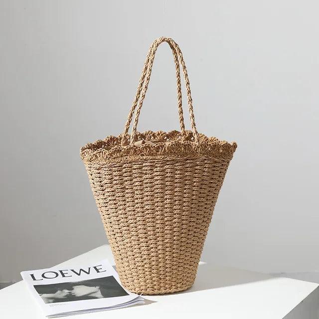 Fan-shaped Straw Woven Bag Shoulder Portable Seaside Vacation Beach Bag
