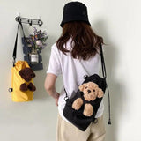 Teddy Dog Doll Drawstring Bag for Girls