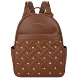 Retro Rivet Backpacks High Leather Backpacks Anti Theft Large Capacity