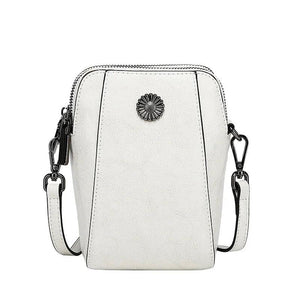 Leather Women's Mobile Phone Bag Single Shoulder Purse Oil Wax Cowhide