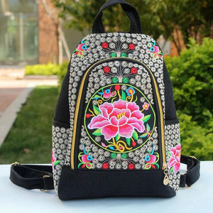 Vintage Embroidery Women Backpacks Floral Lady Shopping Backpack
