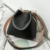 Women Bucket Shoulder Bag PU Leather Crossbody Messenger Totes