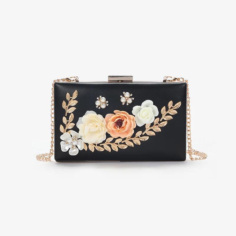 Floral Chains Clutch Bag Evening Dinner Party Makeup Bag