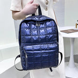 Winter Quilted Plaid Women's Backpack - Light Down Casual Female Backpacks